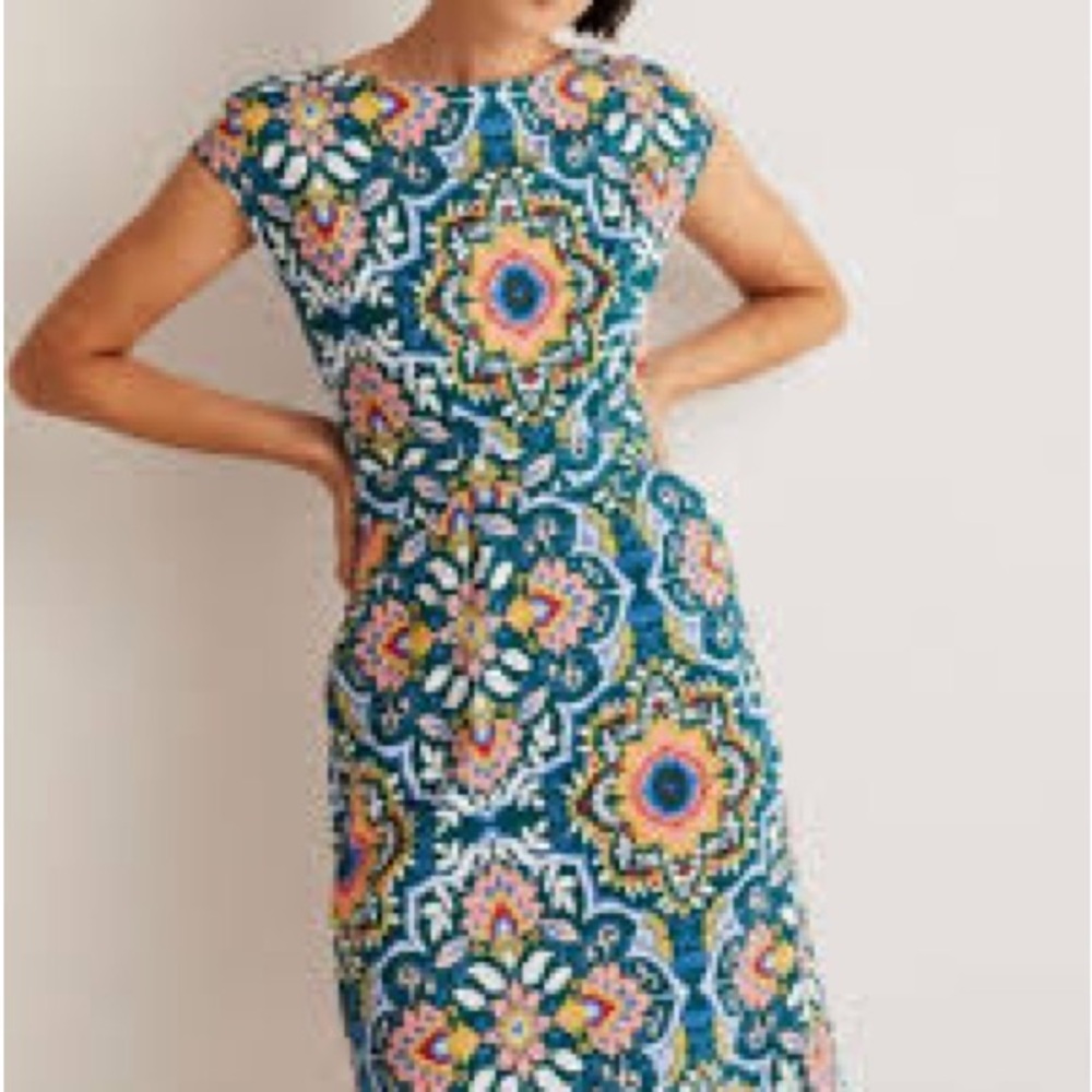 Boden Blue Floral Jersey Dress